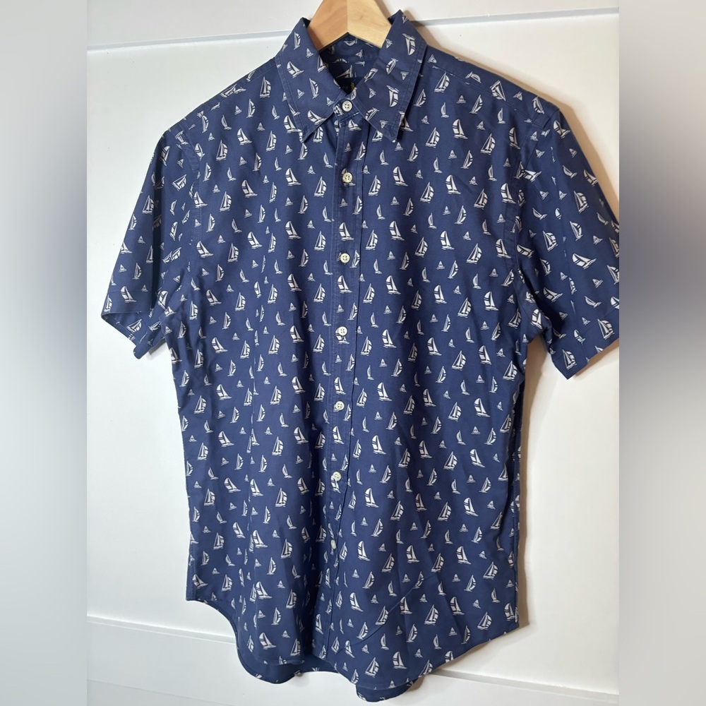 Ralph Lauren Blue Sailboat Print Shirt size medium